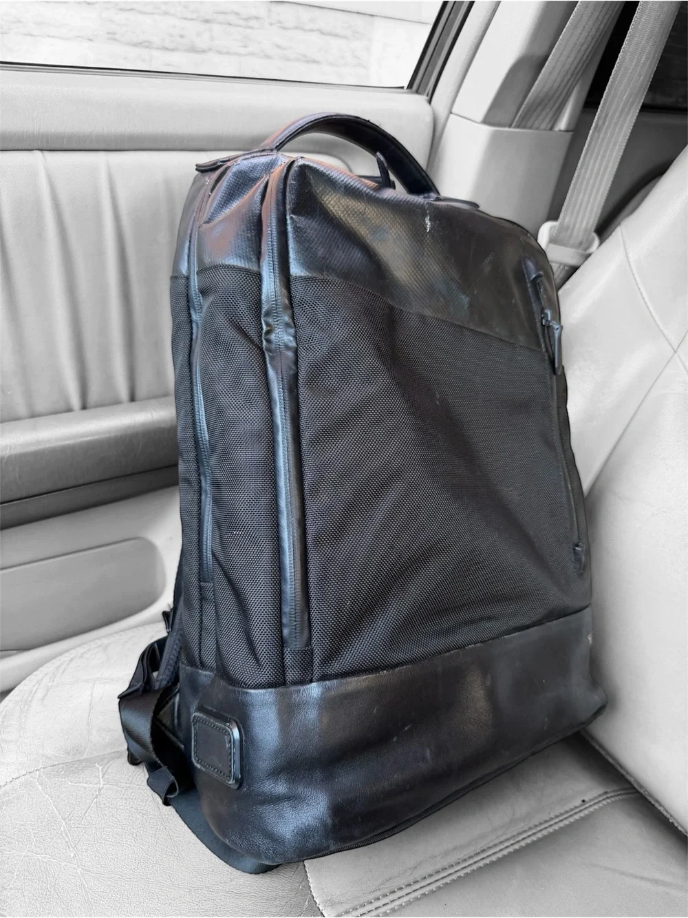 Tumi Black Backpack with Leather Trim - Men's Everyday Pack